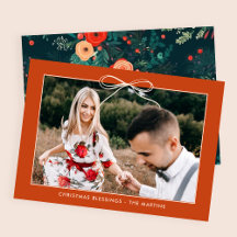 Weihnachtsfloral Orange Ribbon Gerahmtes Foto