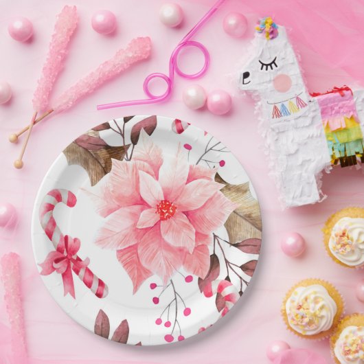 Weihnachtsfloral Pappteller (Party)