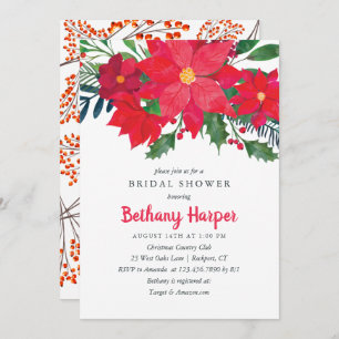Weihnachtsfloral Poinsettia Brautparty Einladung