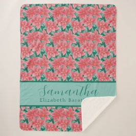 Weihnachtsfloral Poinsettia Personalisierter Name Sherpadecke