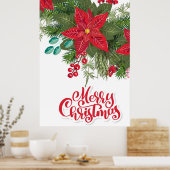 Weihnachtsfloral Poinsettia Poster (Küche)