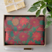Weihnachtsfloral Poinsettia Red Gold Seidenpapier (Geschenk)