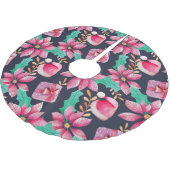 Weihnachtsfloral Polyester Weihnachtsbaumdecke (Schrägansicht)