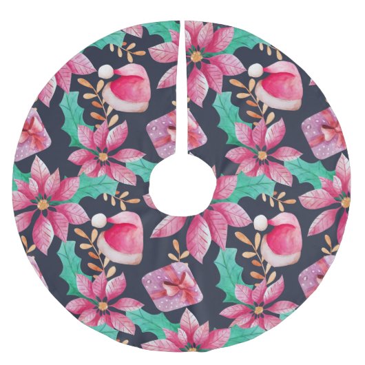 Weihnachtsfloral Polyester Weihnachtsbaumdecke (Vorderseite)