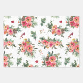 Weihnachtsfloral und Pinienmuster | Winterurlaub Geschenkpapier Set (Vorderseite 2)
