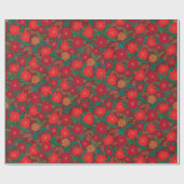 Weihnachtsflorale Poinsettia Rotes Gold Geschenkpapier (Flach)