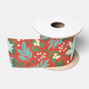 Weihnachtsflorales Rot Satinband