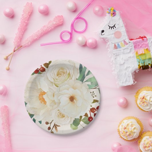 Weihnachtsfloralfarben-Brautparty Pappteller (Party)