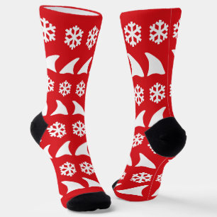 Weihnachtsflossen und Schneeflocken Rot Socken
