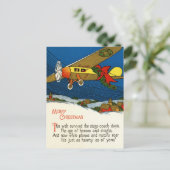 Weihnachtsflugzeug Feiertagspostkarte (Stehend Vorderseite)