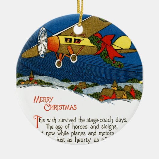 Weihnachtsflugzeug Keramik Ornament (Vorne)