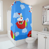 Weihnachtsflugzeug-Pilot santa Wolken Duschvorhang (Beispiel)