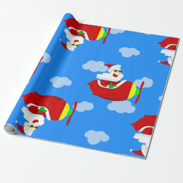 Weihnachtsflugzeug-Pilot santa Wolken Geschenkpapier