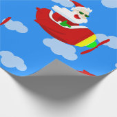 Weihnachtsflugzeug-Pilot santa Wolken Geschenkpapier (Ecke)