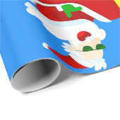 Weihnachtsflugzeug-Pilot santa Wolken Geschenkpapier (Rolleneckpunkt)