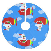 Weihnachtsflugzeug-Pilot santa Wolken Polyester Weihnachtsbaumdecke (Vorderseite)