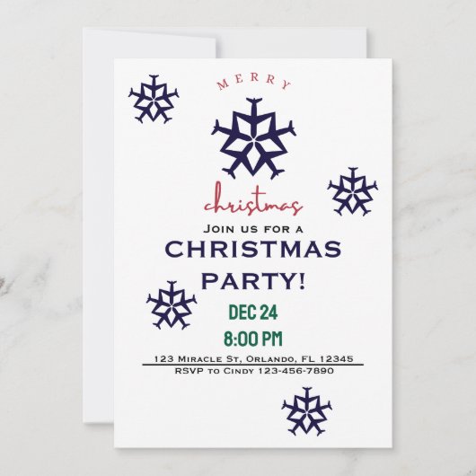 Weihnachtsflugzeug Snowflage Minimalistische Luftf Einladung (Vorderseite)