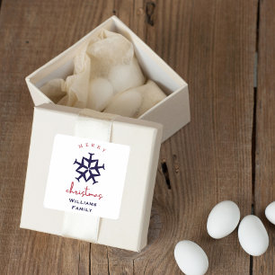 Weihnachtsflugzeug Snowflage Minimalistische Luftf Quadratischer Aufkleber