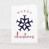 Weihnachtsflugzeug Snowflake Foto Funny Aviation Karte (Vorderseite)