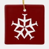Weihnachtsflugzeug Snowflake Foto Funny Aviation Keramikornament (Vorderseite)