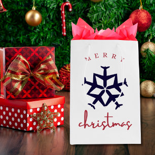 Weihnachtsflugzeug Snowflake Foto Funny Aviation Mittlere Geschenktüte