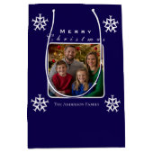 Weihnachtsflugzeug Snowflake Foto Funny Custom Mittlere Geschenktüte (Vorderseite)