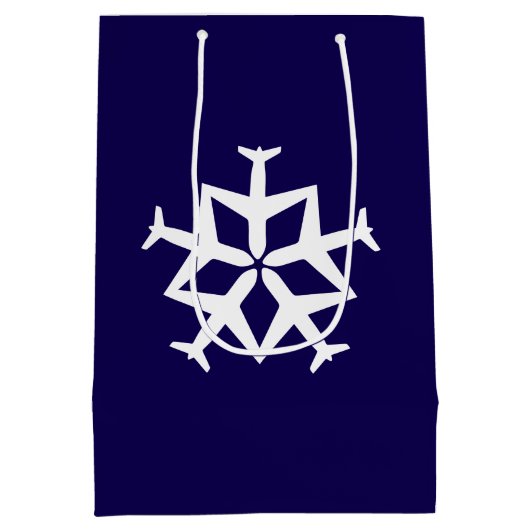 Weihnachtsflugzeug Snowflake Foto Funny Custom Mittlere Geschenktüte (Rückseite)