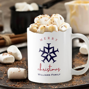 Weihnachtsflugzeug Snowflake Minimalistische Luftf Kaffeetasse