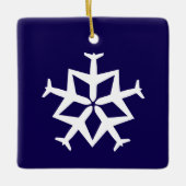 Weihnachtsflugzeug Snowflake Modernes Niedliches F Keramikornament (Vorderseite)