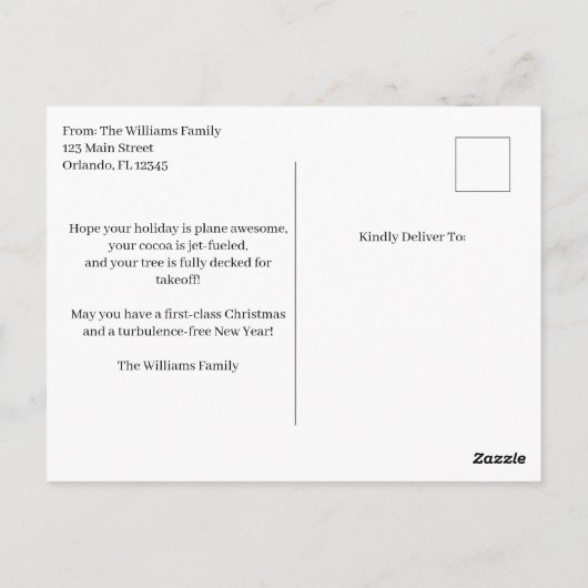 Weihnachtsflugzeug Snowflake Simply Funny Aviation Postkarte (Rückseite)