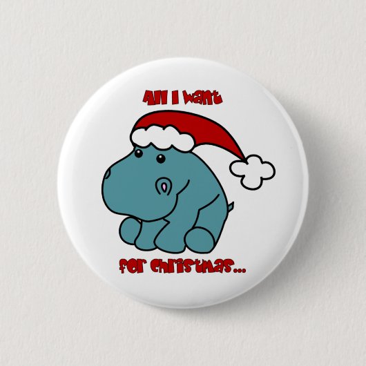 Weihnachtsflusspferd Button (Vorderseite)