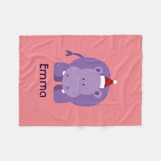 Weihnachtsflusspferd Fleecedecke (Vorderseite (Horizontal))