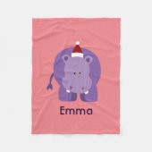 Weihnachtsflusspferd Fleecedecke (Vorderseite)