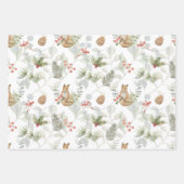 Weihnachtsfocken, Kiefernzweige, Beeren Geschenkpapier Set (Vorderseite 2)