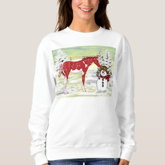 Weihnachtsfohlen und Schneemann Sweatshirt (Vorderseite)