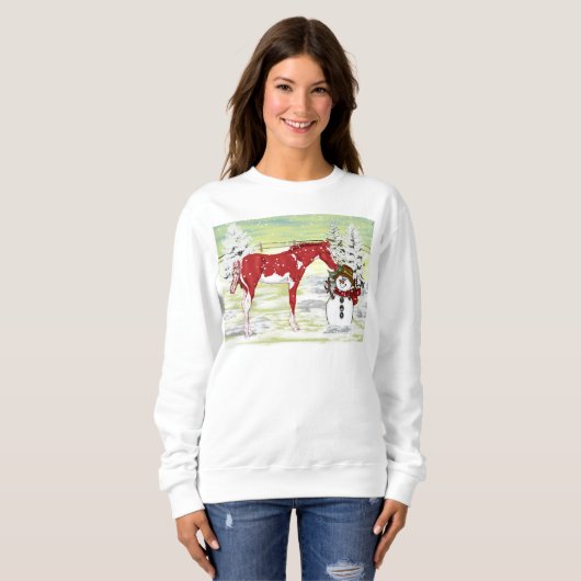 Weihnachtsfohlen und Schneemann Sweatshirt (Vorne ganz)