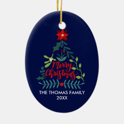 Weihnachtsfoliage-Blätter Keramik Ornament (Hinten)