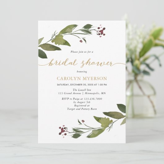 Weihnachtsfolien-Brautparty Einladung (Stehend Vorderseite)