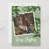 Weihnachtsfolien des modernen grünen Fotos Feiertagskarte (Vorderseite)