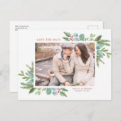 Weihnachtsfolien-Foto in Aquarellen Save the Date Ankündigungspostkarte (Vorne/Hinten)