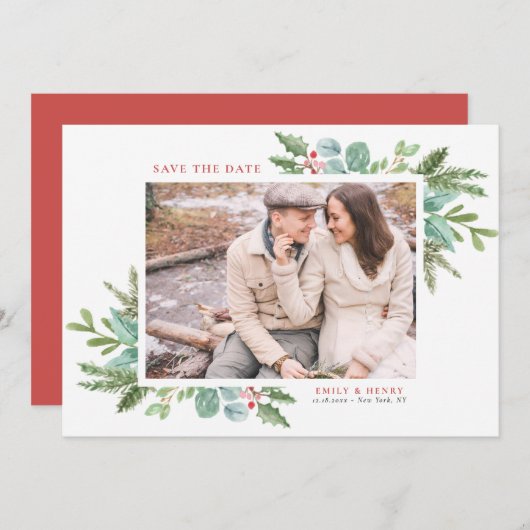 Weihnachtsfolien-Foto Save The Date (Vorne/Hinten)