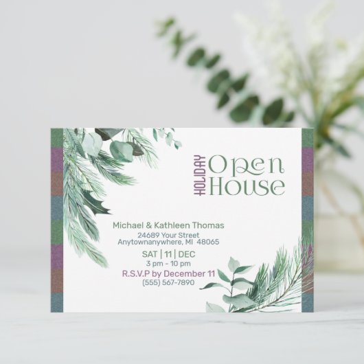 Weihnachtsfolien Modernes Design Open House Einladung (Stehend Vorderseite)