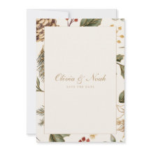 Weihnachtsfolien Pinecone Save the Date Karte