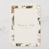 Weihnachtsfolien Pinecone Save the Date Karte (Vorne/Hinten)