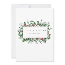 Weihnachtsfolien Pinecone Save the Date Karte