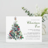 Weihnachtsfolien & Red Bird Christmas Eve Party Einladung (Stehend Vorderseite)