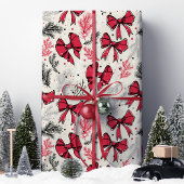 Weihnachtsfolien Red Bows Geschenkpapier