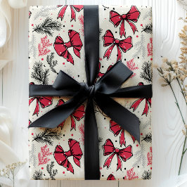 Weihnachtsfolien Red Bows Geschenkpapier