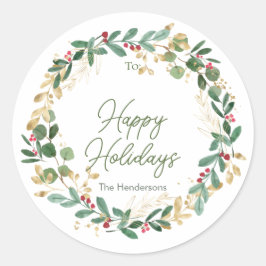 Weihnachtsfolien - Rotes Berry-Label Runder Aufkleber