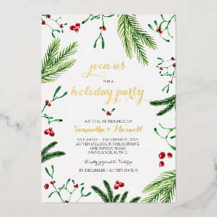Weihnachtsfolien und Berries Gold Foil Einladung